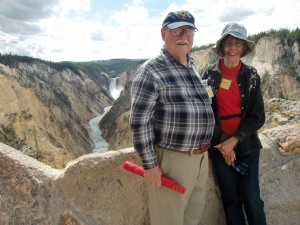 The author and photographer enjoy their day at Yellowstone Falls.