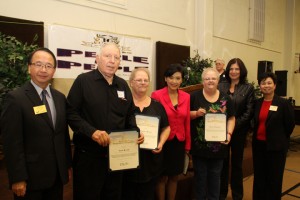 The certificates went to the 3 staff members (yes their staff is that small) Director Noreen Rand, Assistant Director Delia Barrett and Food Distributor Tom Tand. Councilmember Peter Chan, Congresswoman Judy Chu, Miss Sternquist and Councilmember Polly Low participated in this event.