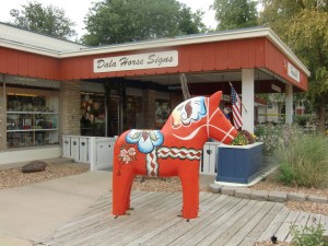 The Dala wooden horses are famous in Sweden.  Large plastic ones are on nearly every corner in Lindsborg.