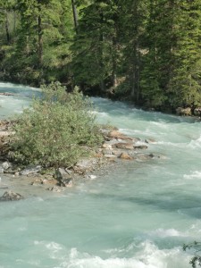 Powdered rock from glacial action gives the Kootenay River its turquoise blue color.
