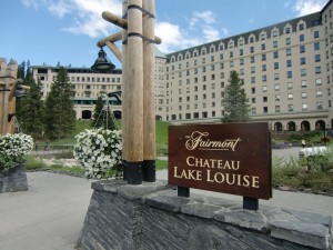 The elegant Chateau Lake Louise is located right at the edge of the lake.