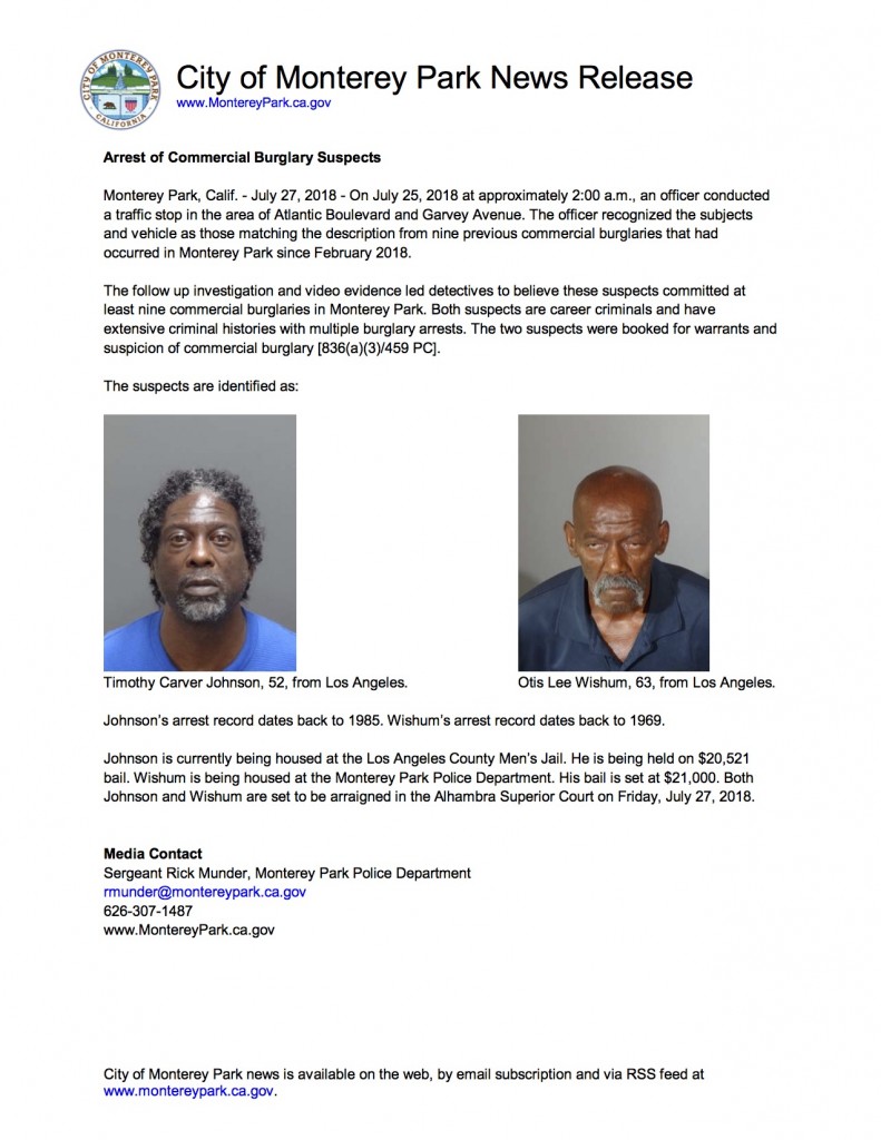 News from Monterey Park Police Department 2