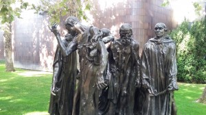 The grim expressions mark Rodin's "The Burghers of Calais".