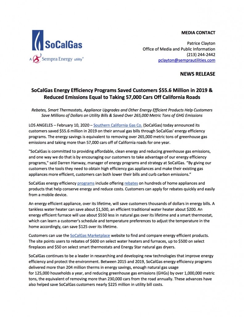 SoCalGas Energy Efficiency Programs Saved Customers $55.6 Million in 2019_FINAL1