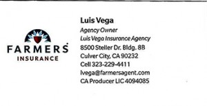 Official Luis Vega Business Card