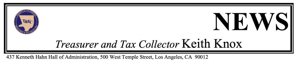 News from Treasurer Tax Collector