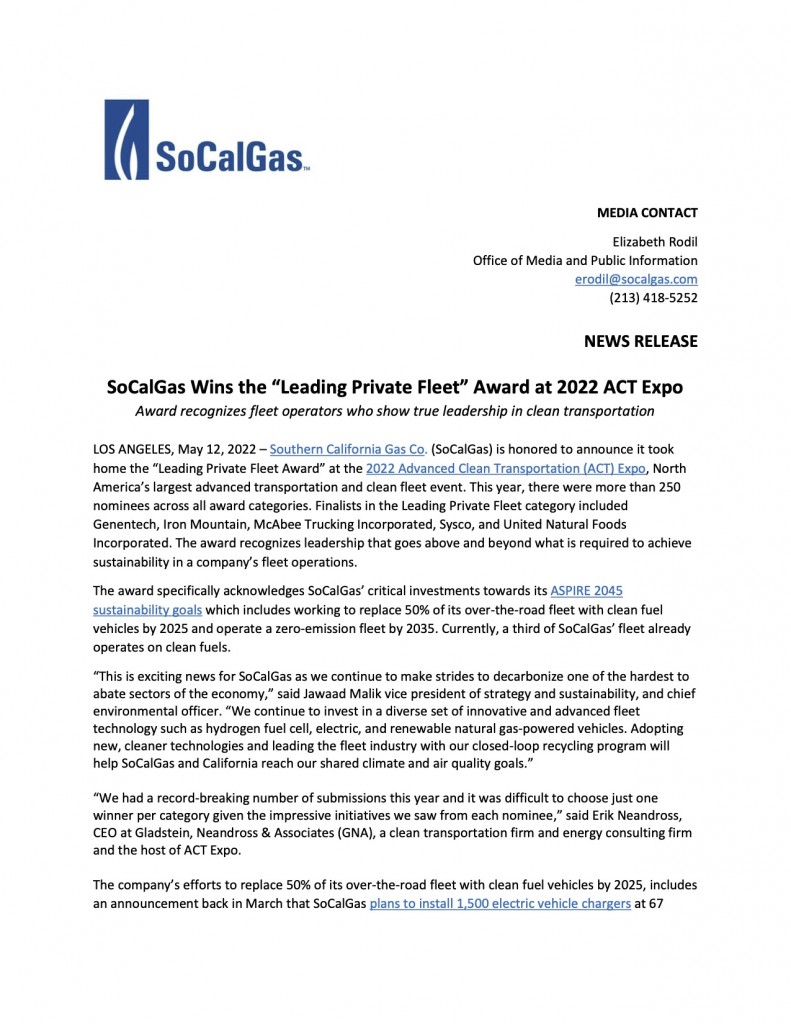 SoCalGas Fleet Award1
