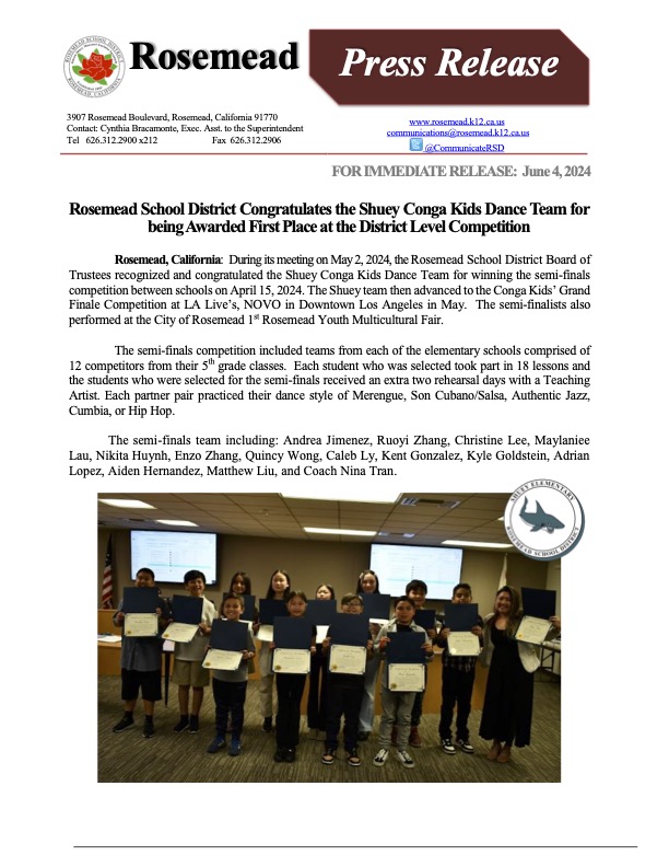 News from the Rosemead SD3a