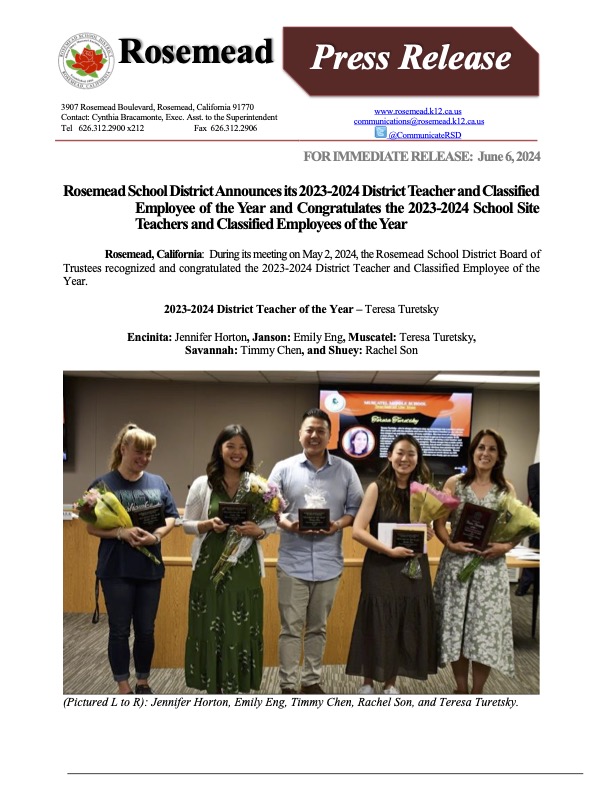 News from the Rosemead SD5a