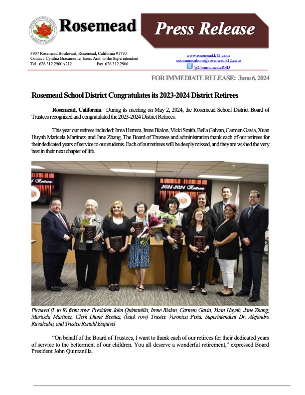 News from the Rosemead SD6a